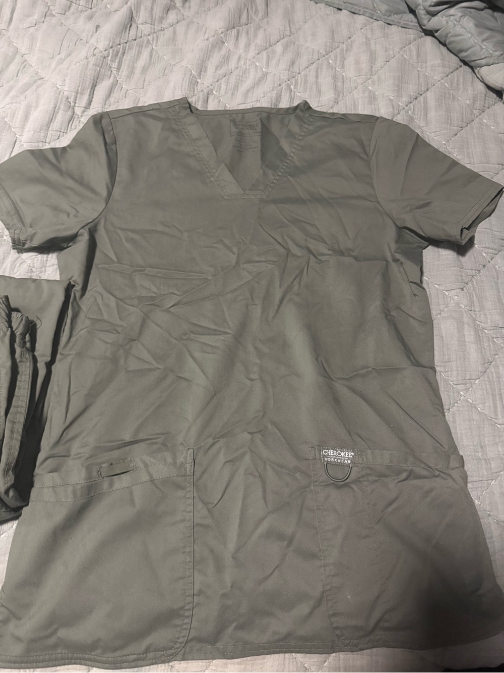 Cherokee Olive Green V-Neck Medical Scrub Top